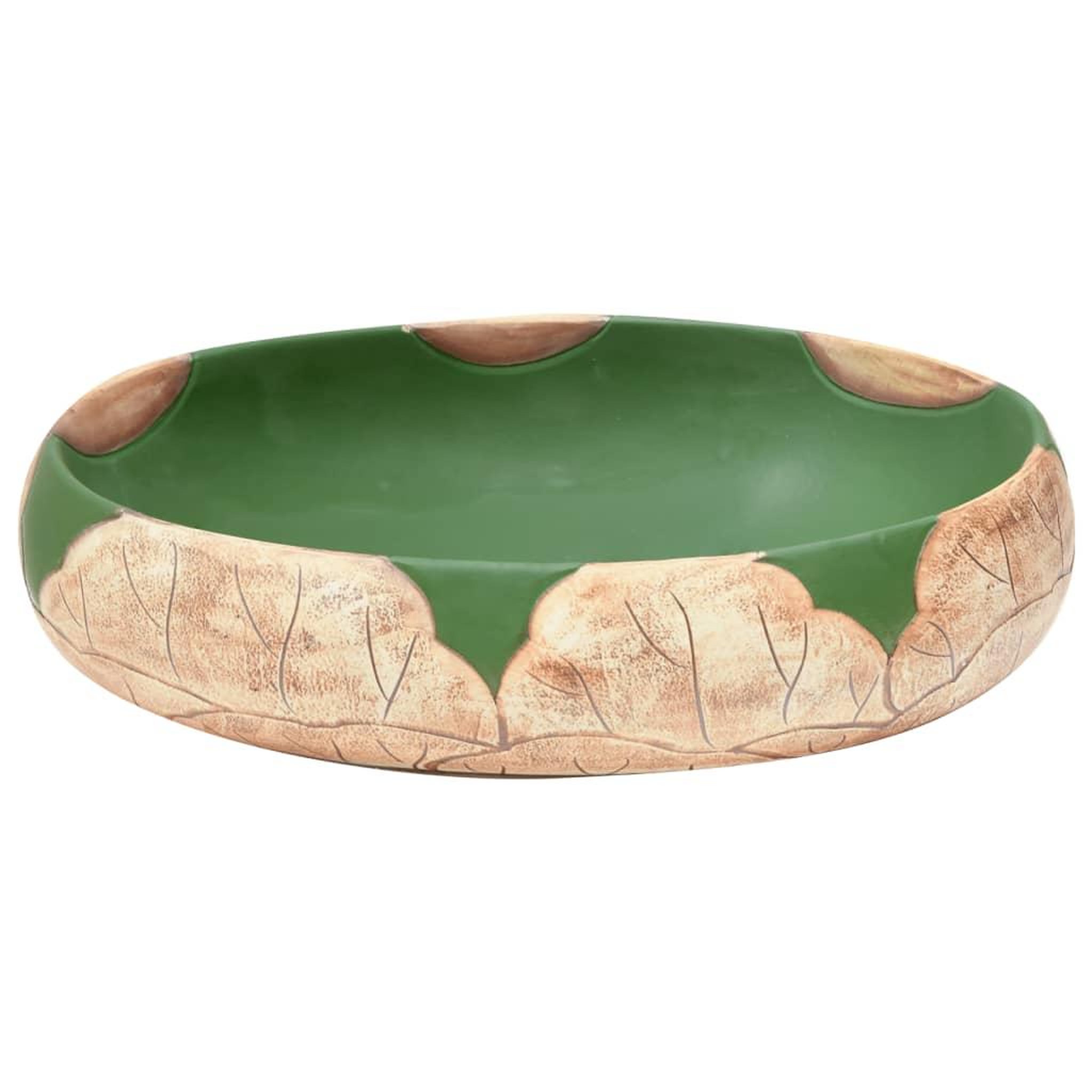 Voir la diapositive 4 : VIDAXL Vasque a poser vert et marron ovale 59x40x15 cm ceramique