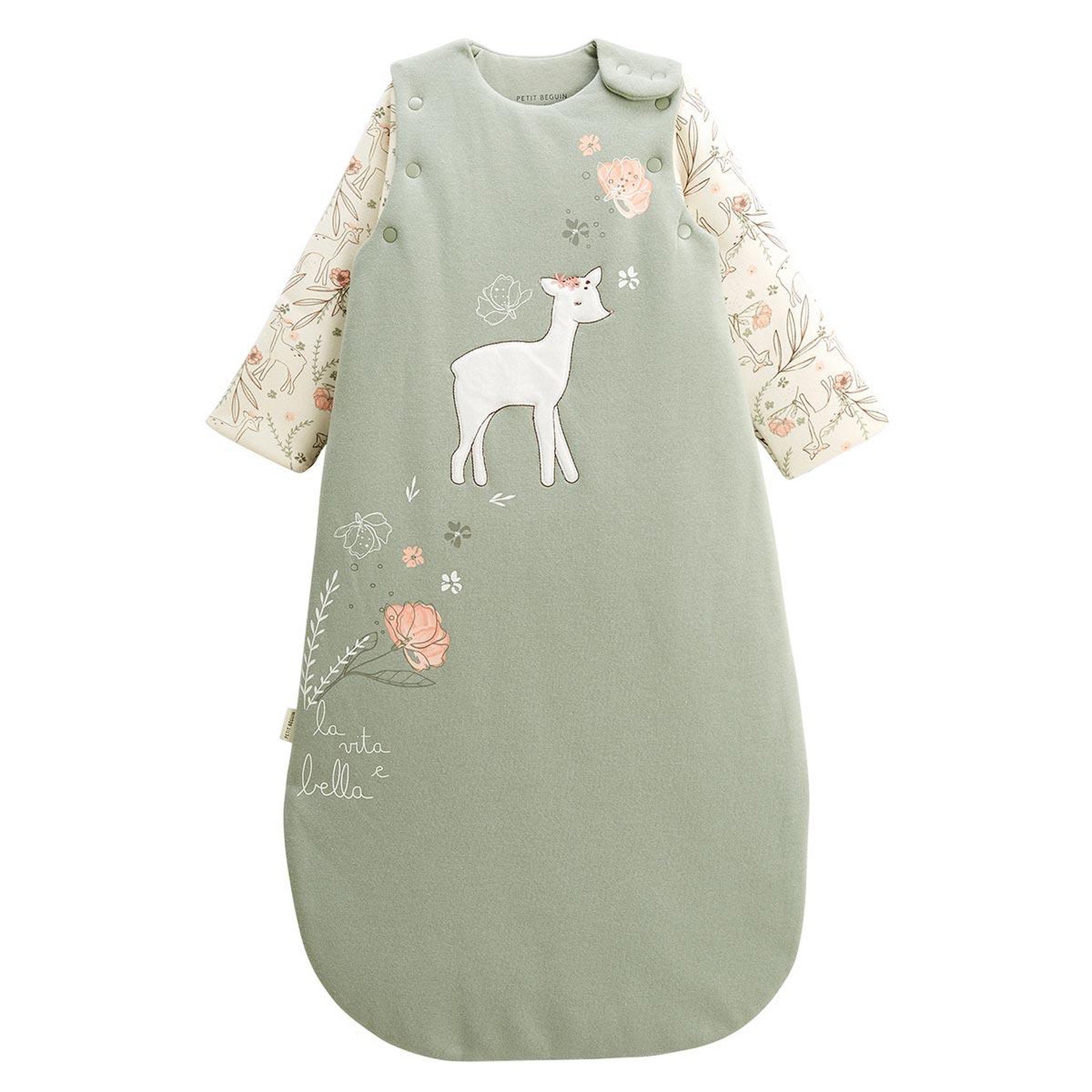 PETIT BEGUIN Gigoteuse d'hiver en molleton avec manches amovibles lison. Coloris disponibles : Vert