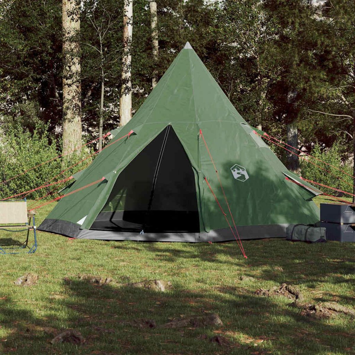 VIDAXL Tente de camping tipi 4 personnes vert impermeable