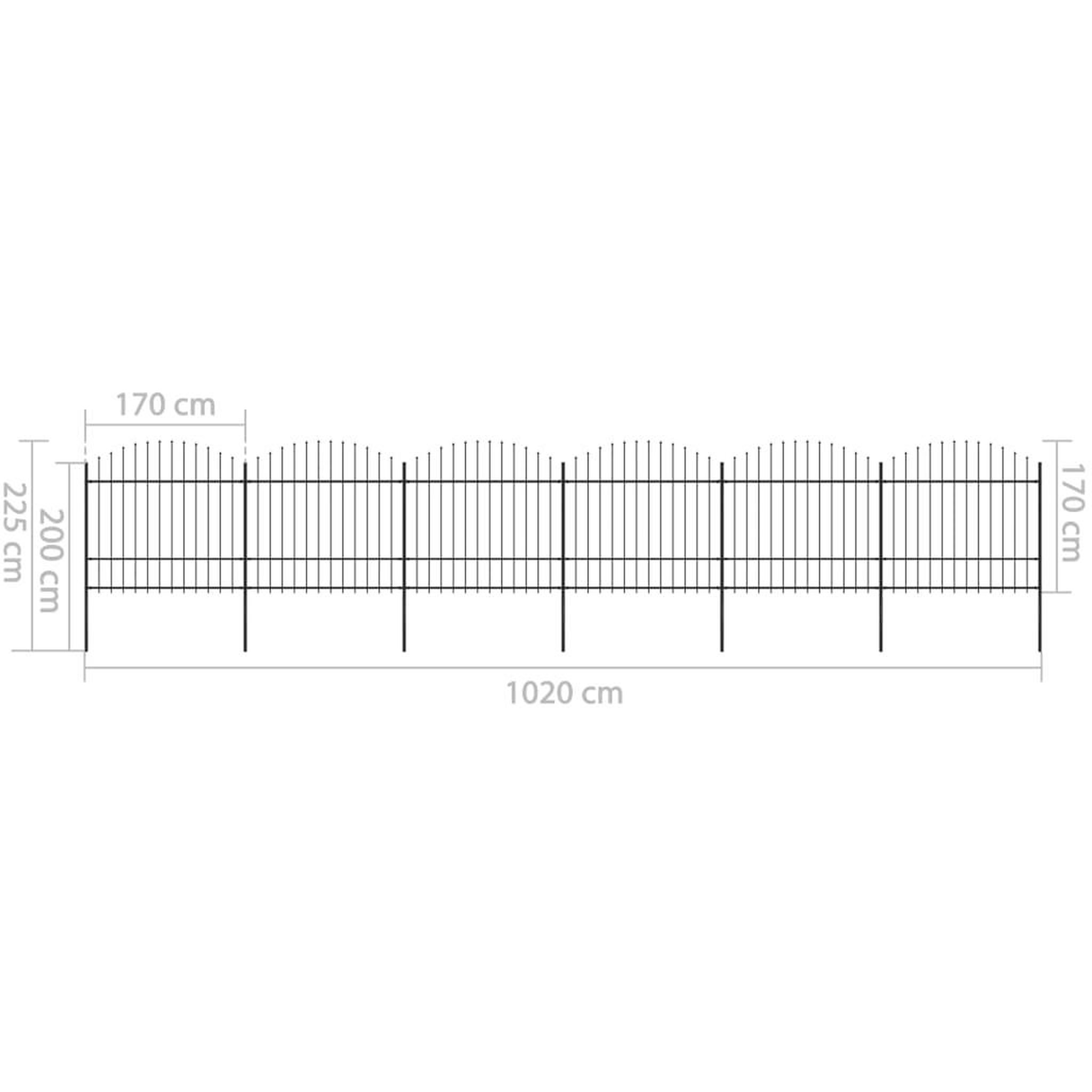 Voir la diapositive 5 : VIDAXL Cloture de jardin a dessus en lance Acier (1,5-1,75)x10,2m Noir