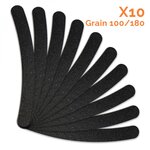 VIVEZEN Lot de 10 limes à ongles banane premium - Grain 100/180 - Noir