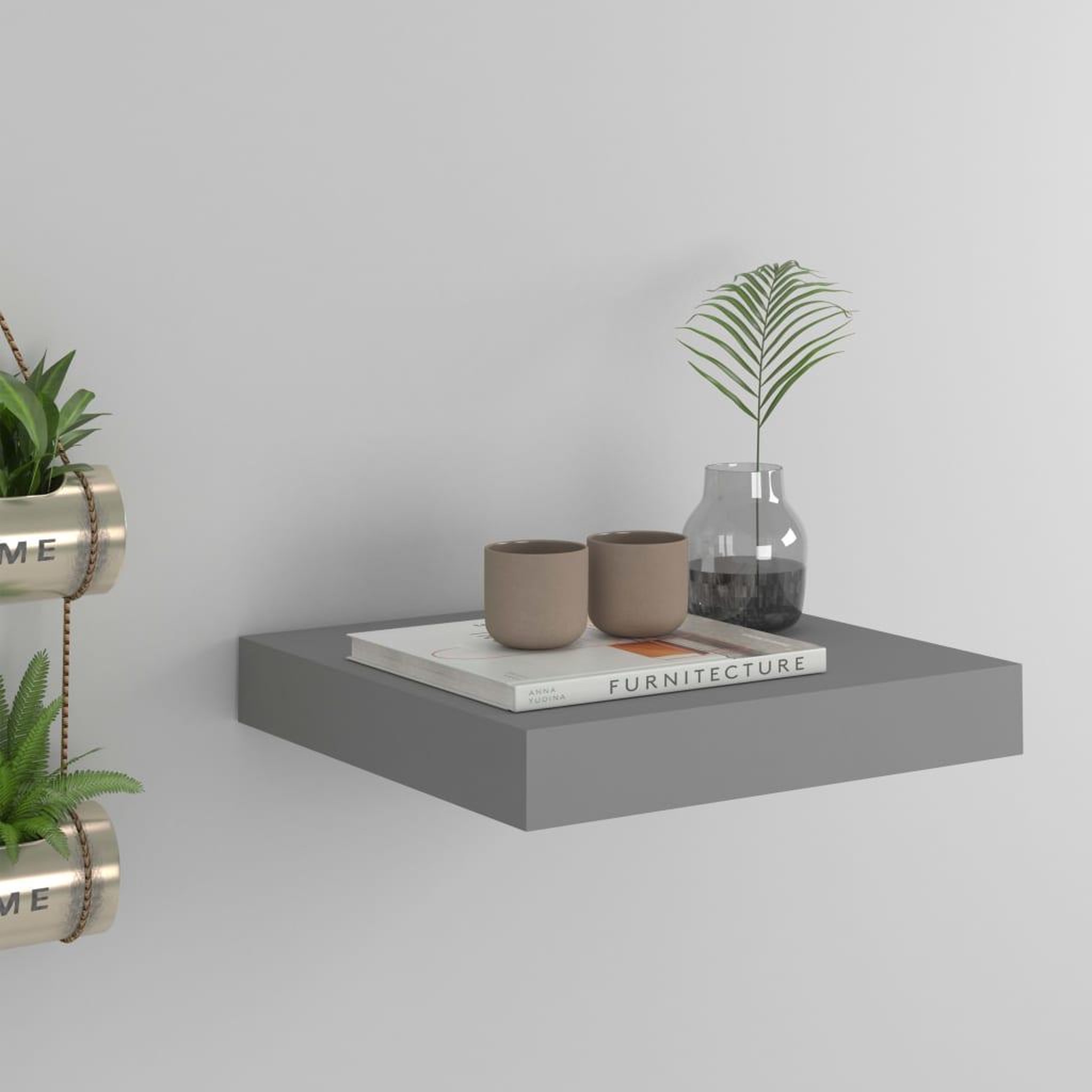 Voir la diapositive 1 : VIDAXL Etagere flottante murale gris 23x23,5x3,8 cm MDF