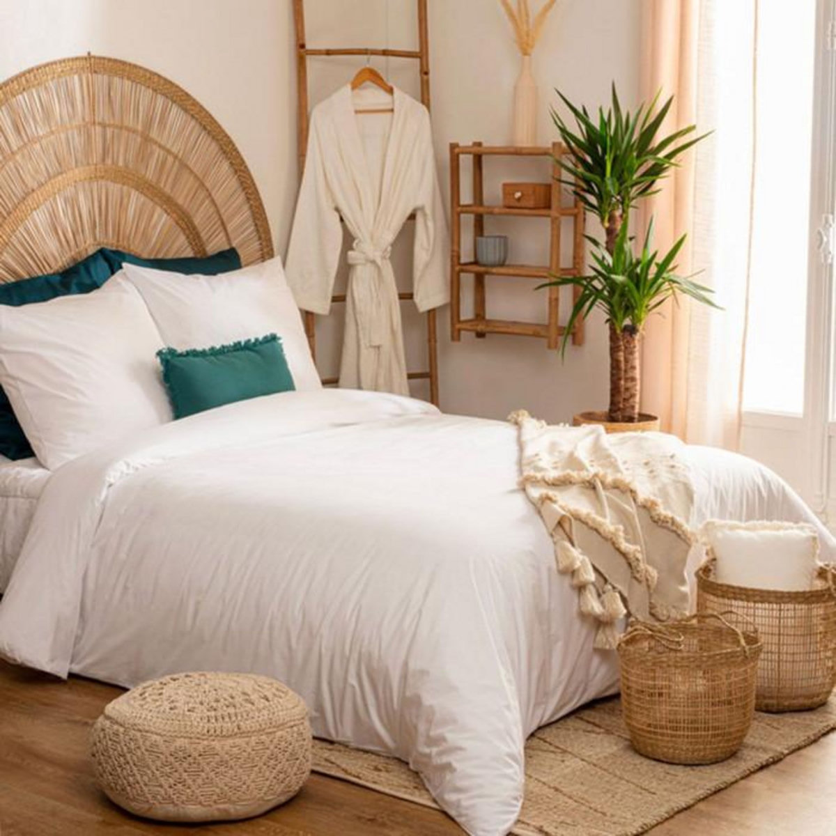 ATMOSPHERA Parure de Lit 3 Pièces  Percale  260x240cm Blanc