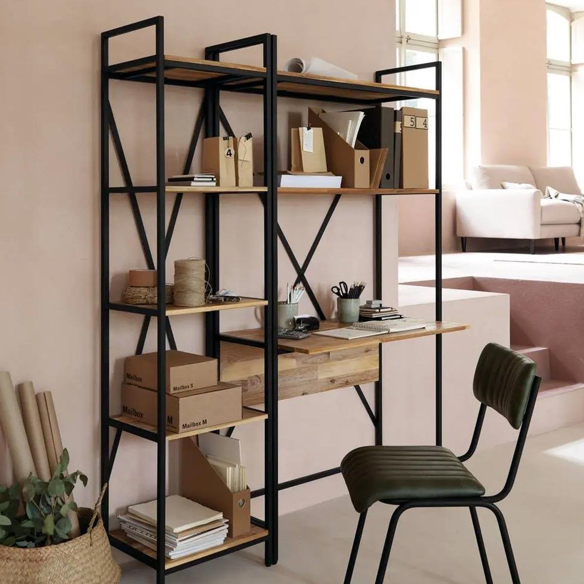 Voir la diapositive 4 : ATMOSPHERA Étagère 5 niveaux design  edena  180cm naturel