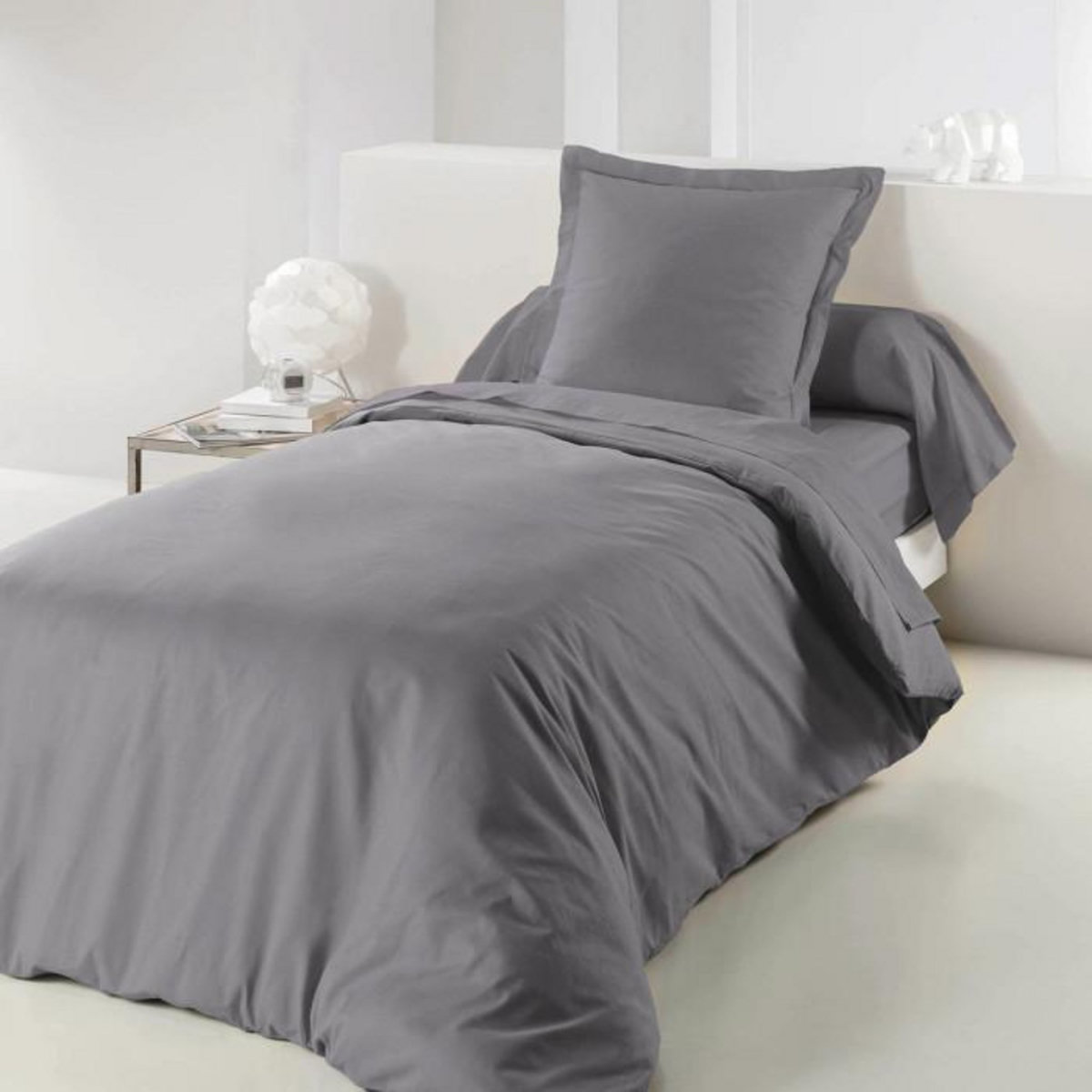 Paris Prix Housse de Couette  Lina  140x200cm Gris