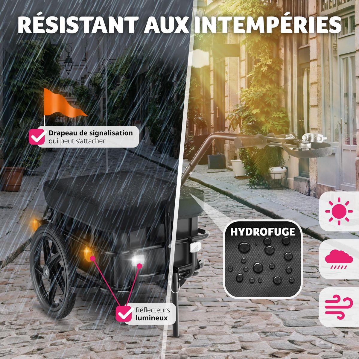 tectake Remorque à vélo multifonction 2-en-1 noir