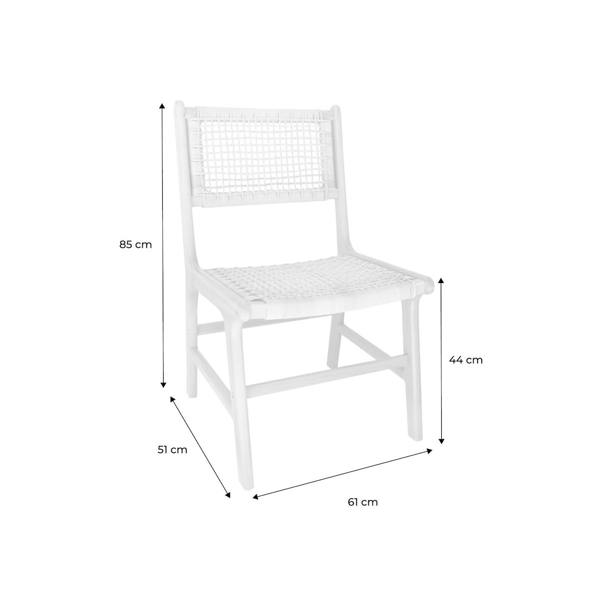 SWEEEK Lot de 4 chaises de jardin Ocara. cannage et bois. L 61 x 51 x 85cm