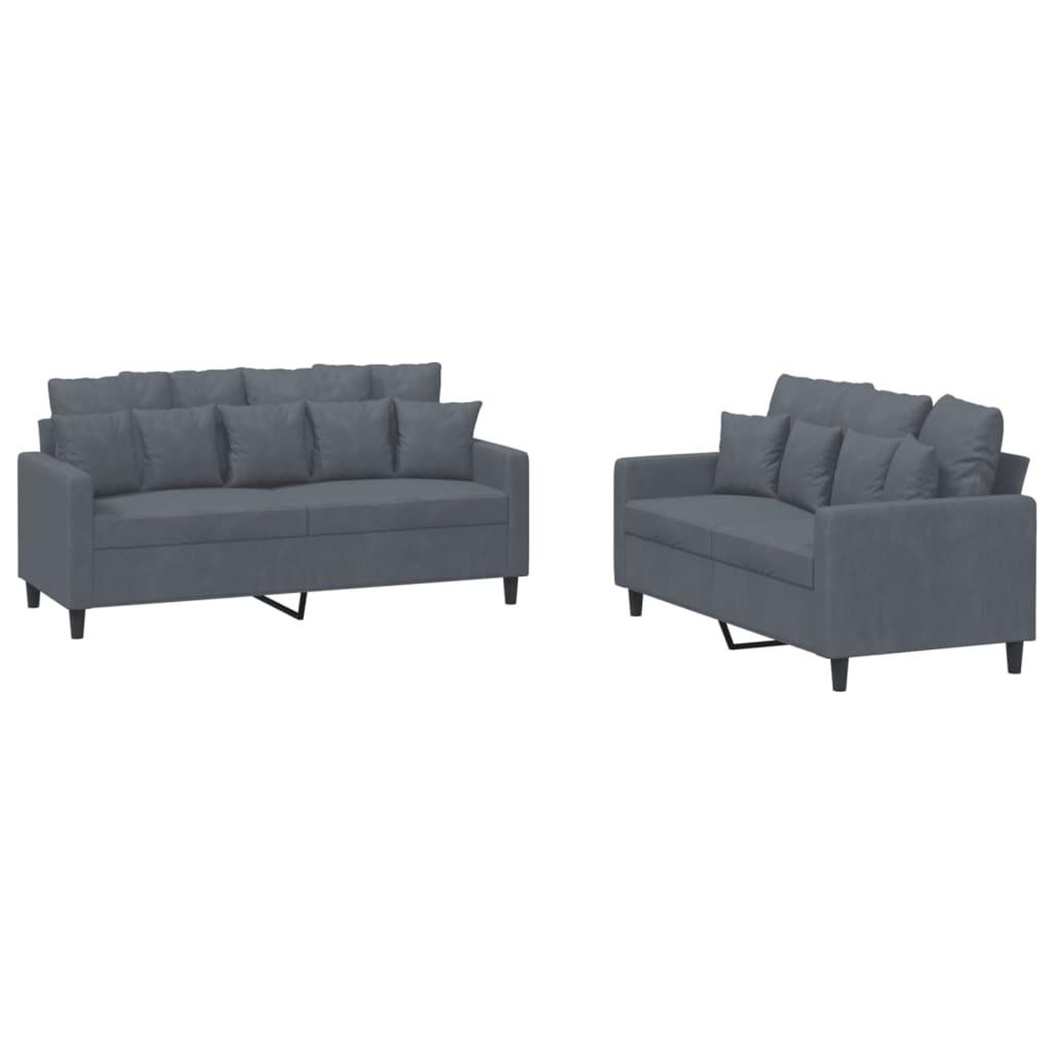 Voir la diapositive 2 : VIDAXL Ensemble de canapes 2 pcs avec coussins Gris fonce Velours
