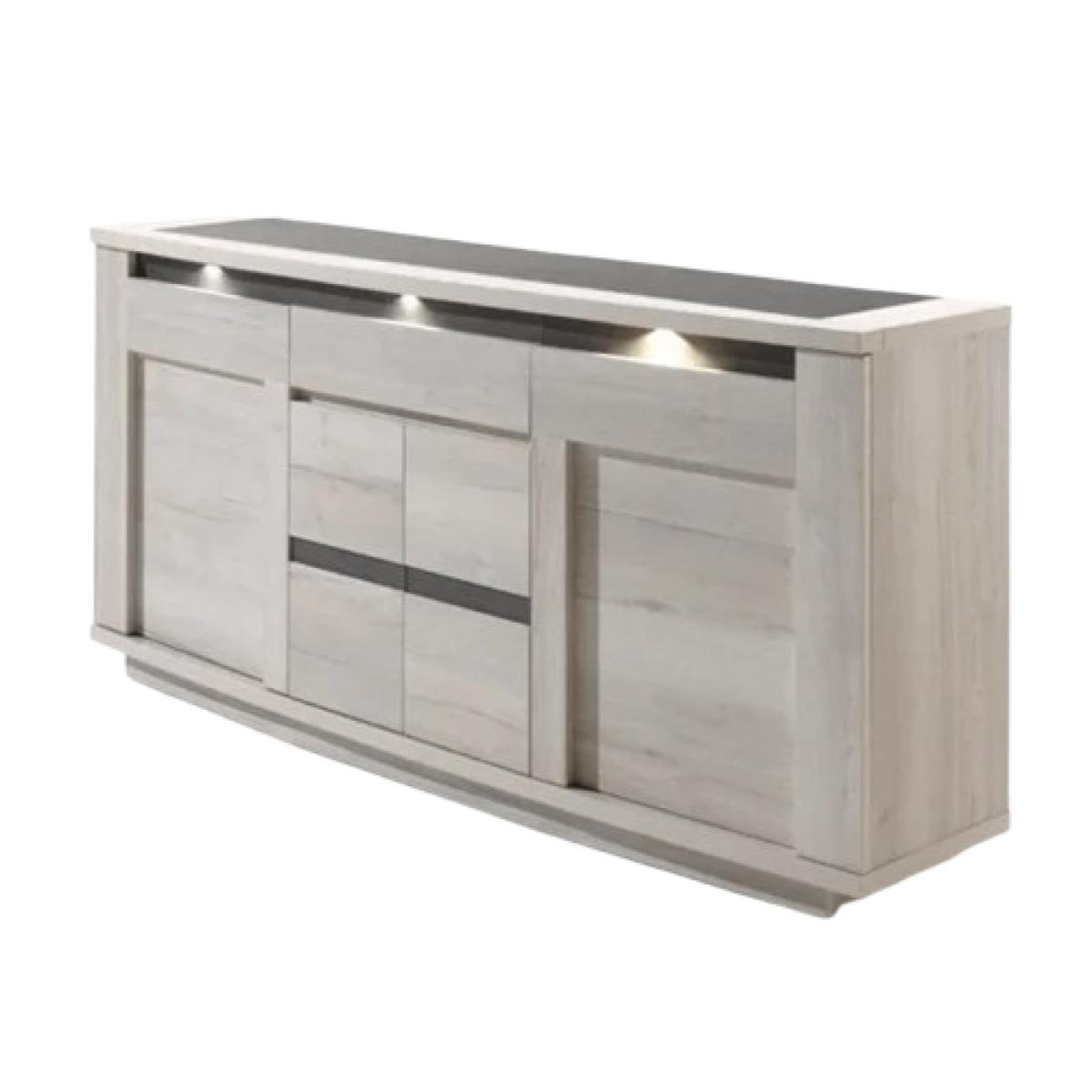 JLC KREATION Buffet contemporain 4 portes-1 tiroir chêne blanchi MELINDA2