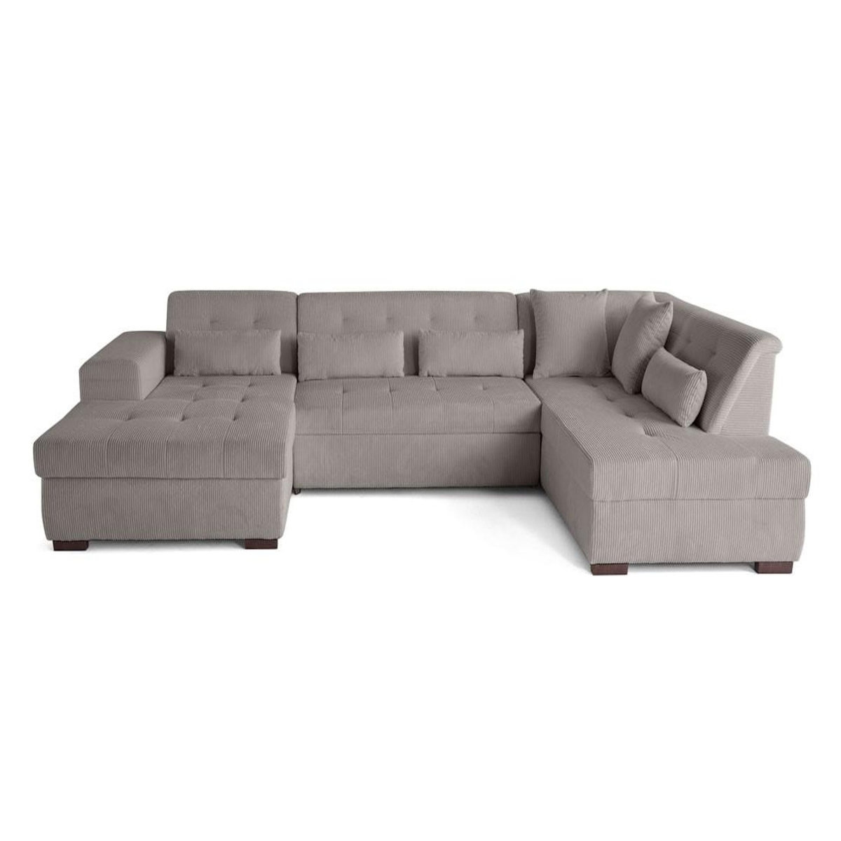 LISA DESIGN Vermont - canapé panoramique d'angle droit - 7 places - convertible avec coffre - en velours côtelé