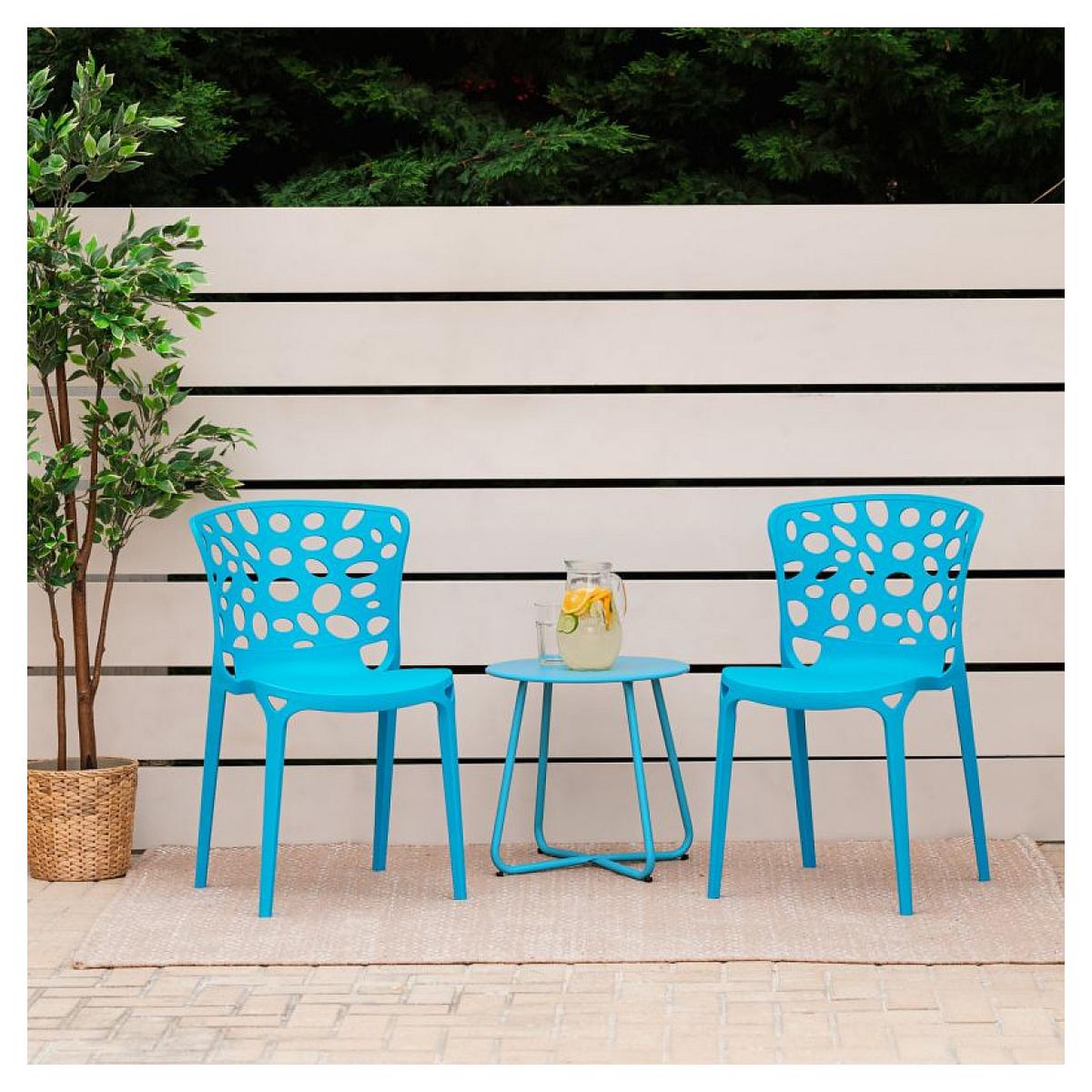 Voir la diapositive 2 : HomeStyle4U Chaise de jardin lot 4 chaises bleues