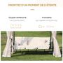 Voir la diapositive 5 : OUTSUNNY Balancelle de jardin 3 places convertible style colonial grand confort 2 coussins + matelas + moustiquaires inclus noir beige