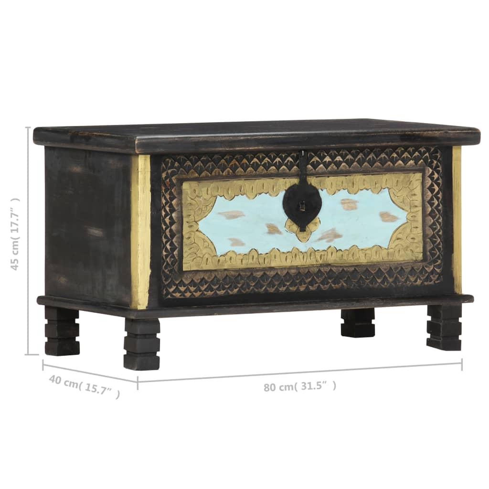 Voir la diapositive 6 : VIDAXL Coffre de rangement noir 80x40x45 cm bois de manguier massif