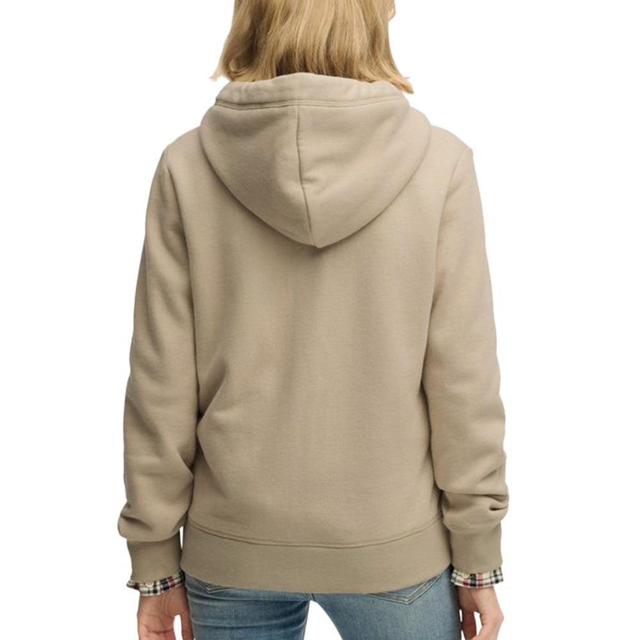Voir la diapositive 2 : SUPERDRY Sweat Taupe Femme Superdry Essential Logo Ziphood Hb