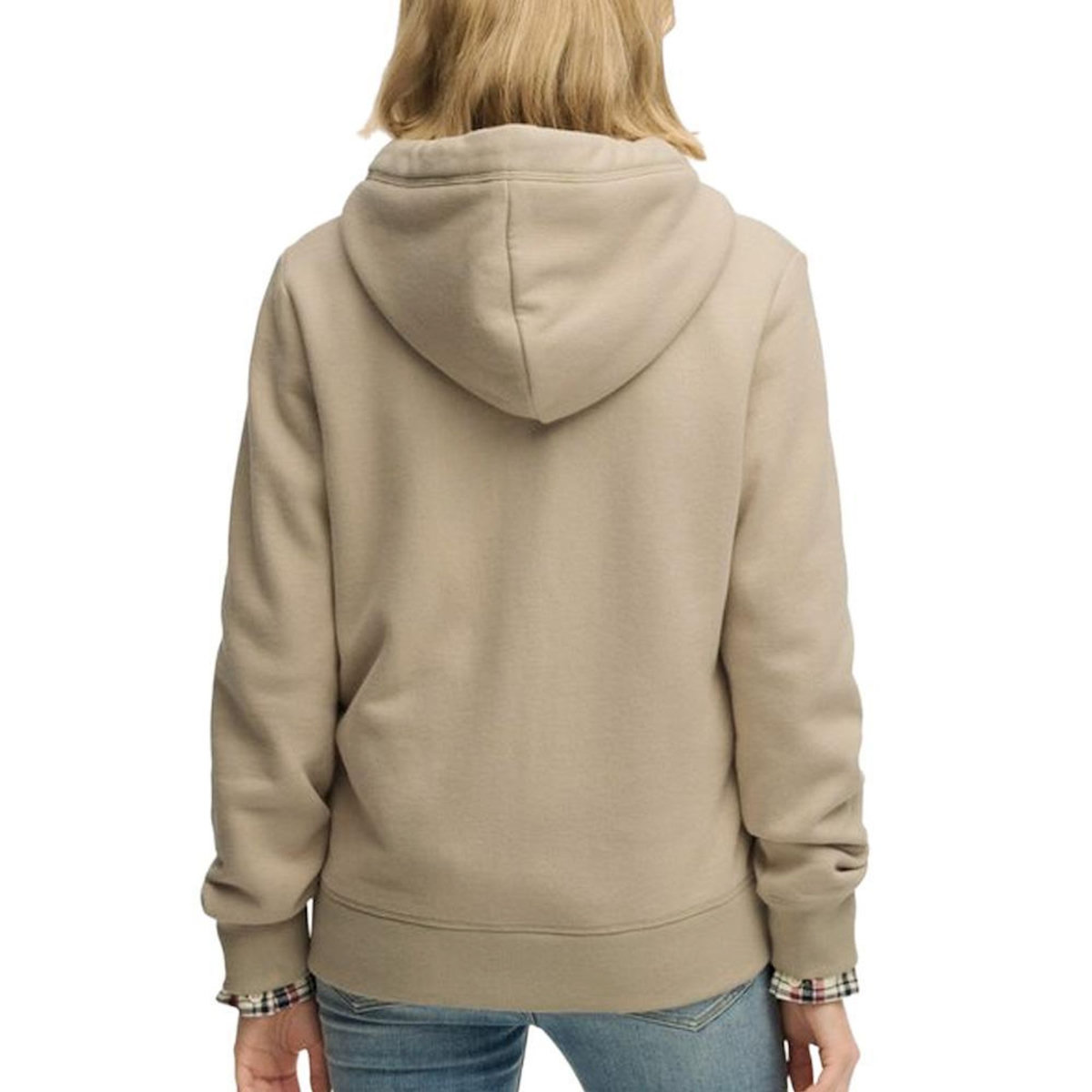 SUPERDRY Sweat Taupe Femme Superdry Essential Logo Ziphood Hb