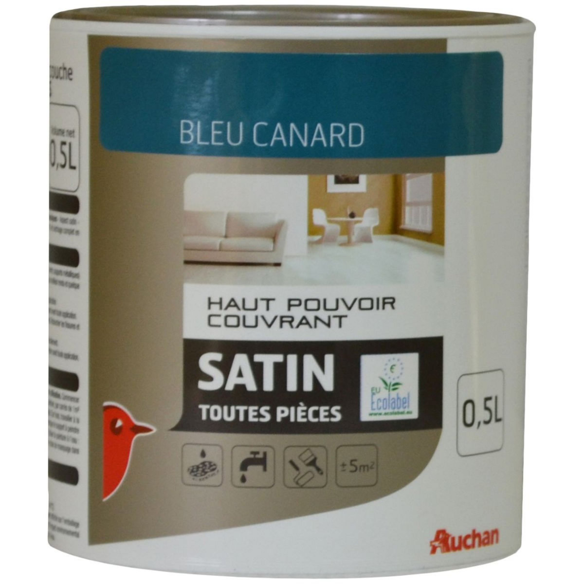 AUCHAN Peinture murale satin Bleu canard