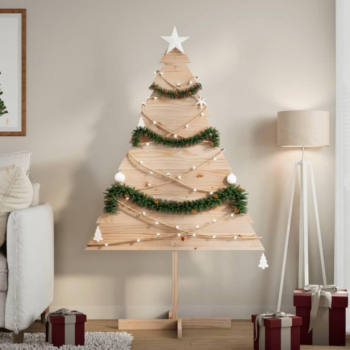 VIDAXL Arbre de Noël en bois pour decoration 150 cm bois massif