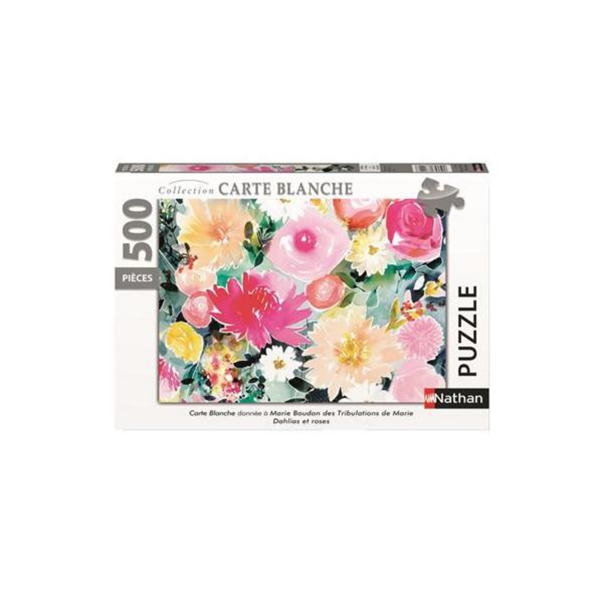 Nathan Puzzle Nathan Dahlias et roses Marie Boudon Collection Carte blanche 500 pièces