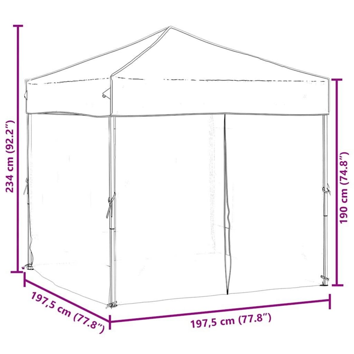 VIDAXL Tente de reception pliable avec parois Noir 2x2 m