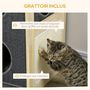Voir la diapositive 4 : PAWHUT Maison grattoir pour chat - niche chat panier chat - 2 coussins housses amovibles, 2 niv. - bois de pin polyester gris