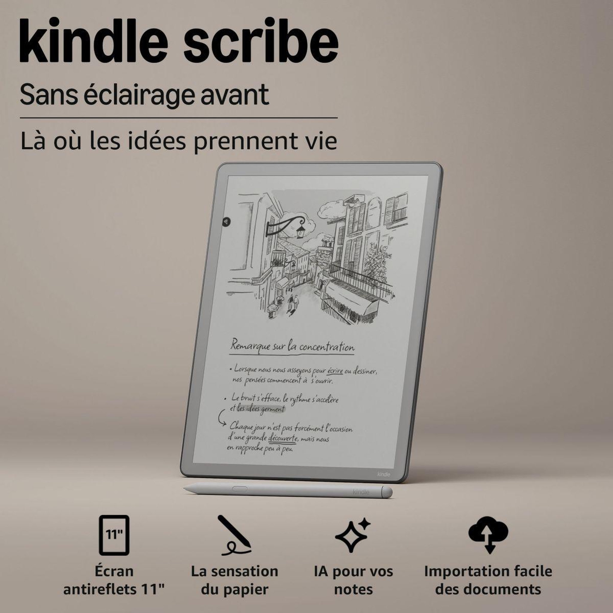 Voir la diapositive 2 : AMAZON Bloc-notes numérique kindle scribe 16go 2026 graphite