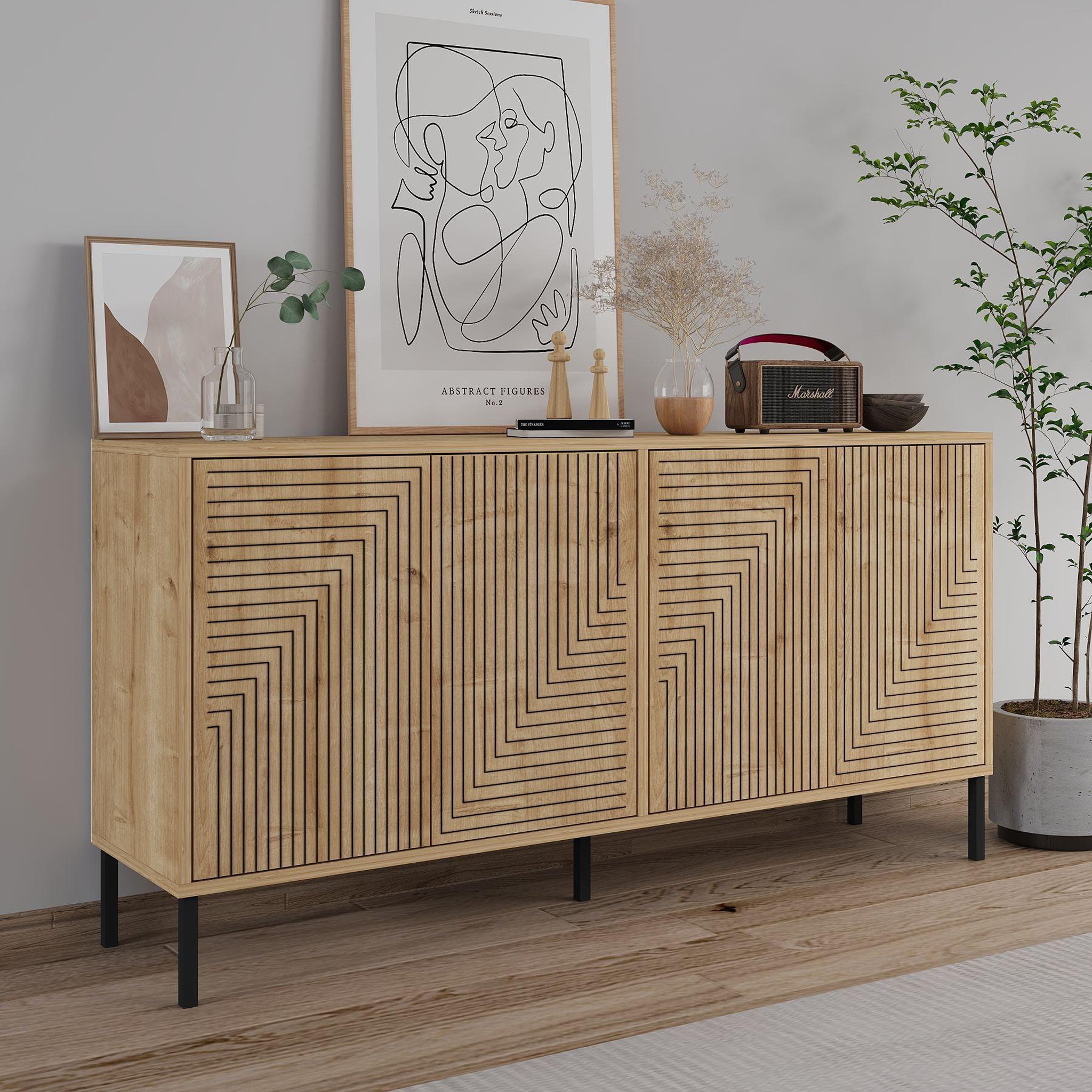 Voir la diapositive 3 : Habitat et Jardin Buffet en bois  evolet  - 150 x 36 x 75 cm - beige