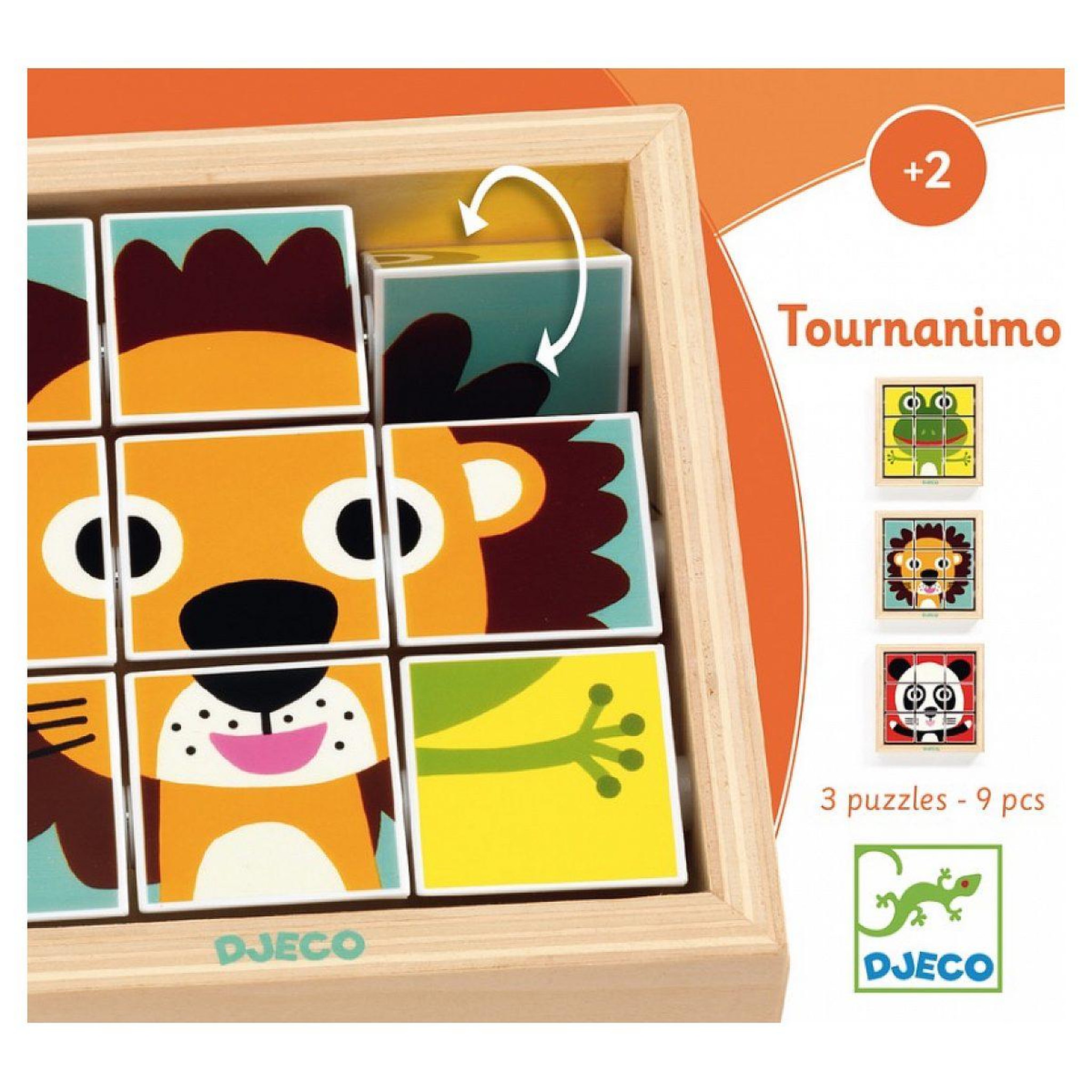 Voir la diapositive 3 : Djeco Puzzle en bois tournanimo