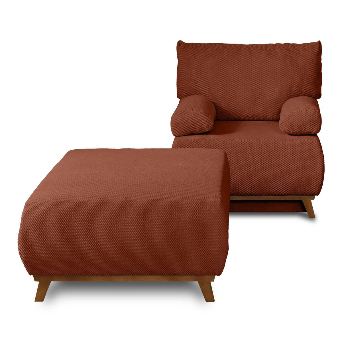 BEST MOBILIER Cristal - fauteuil - convertible avec coffre et grand pouf - en velours texturé
