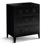 ID MARKET Commode ESTER 60 cm 3 tiroirs métal noir design industriel