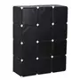 HOMCOM Garde robe armoire à vêtements L 111 x l 47 x H 145 cm modulable 12 cubes noir et blanc