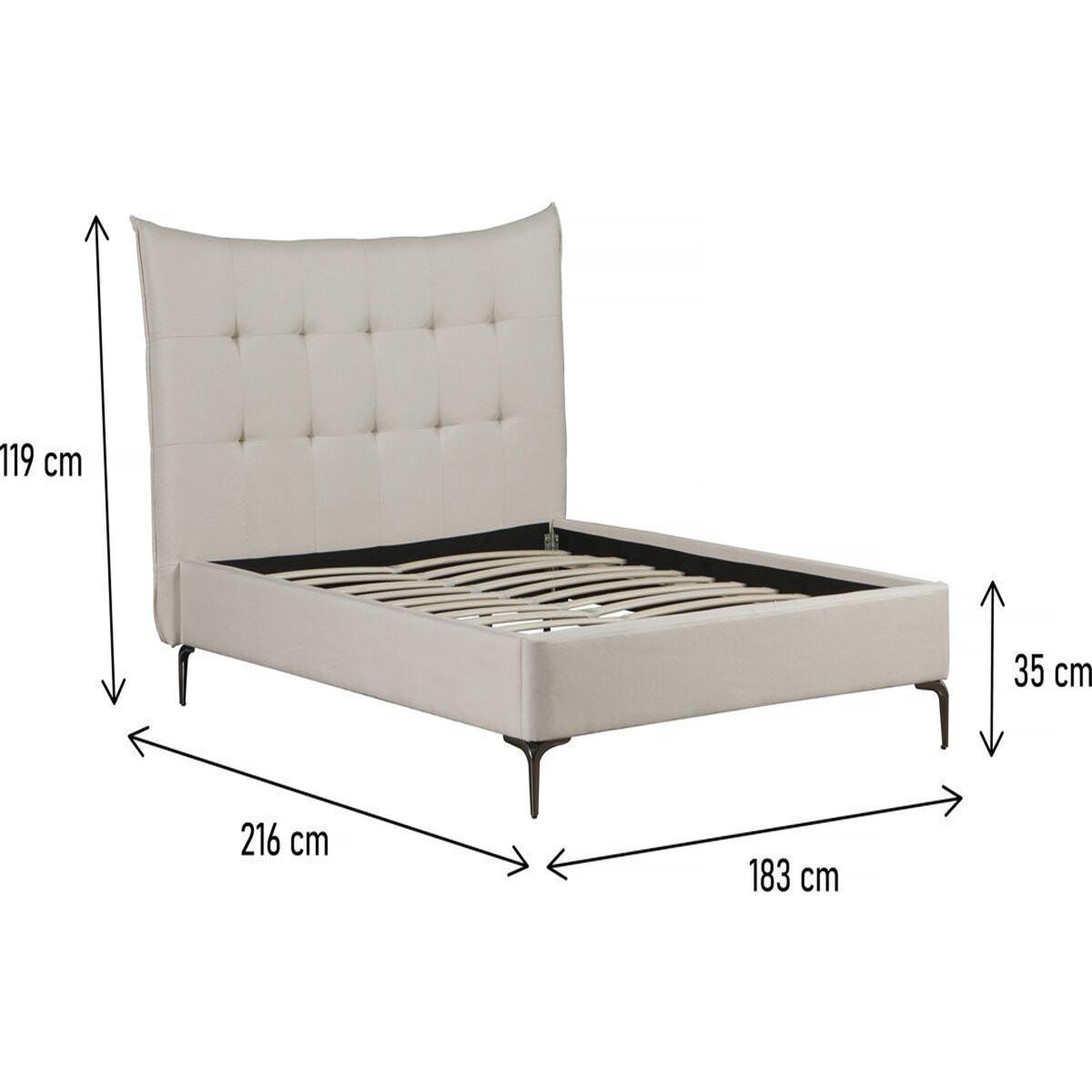 Voir la diapositive 3 : Habitat et Jardin Lit double en tissu capitonné   aspen  160 x 200 cm - beige