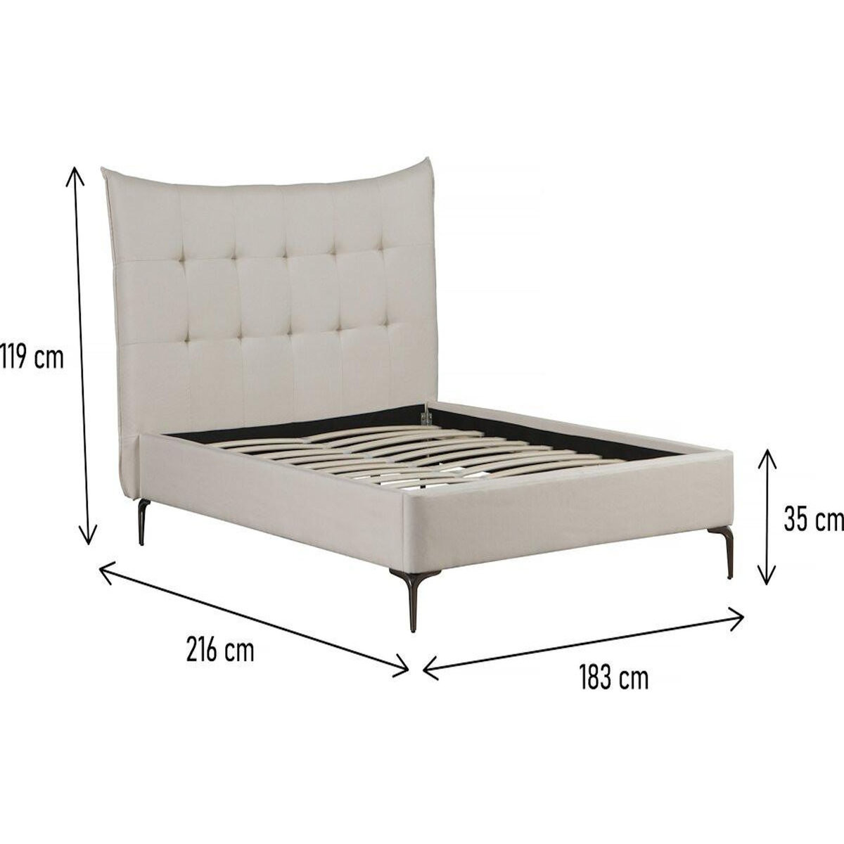 Habitat et Jardin Lit double en tissu capitonné   Aspen  160 x 200 cm - Beige