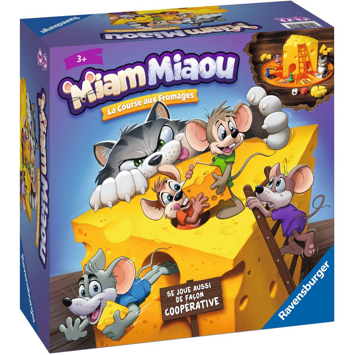 RAVENSBURGER Jeu Miam Miaou - La course aux fromages !