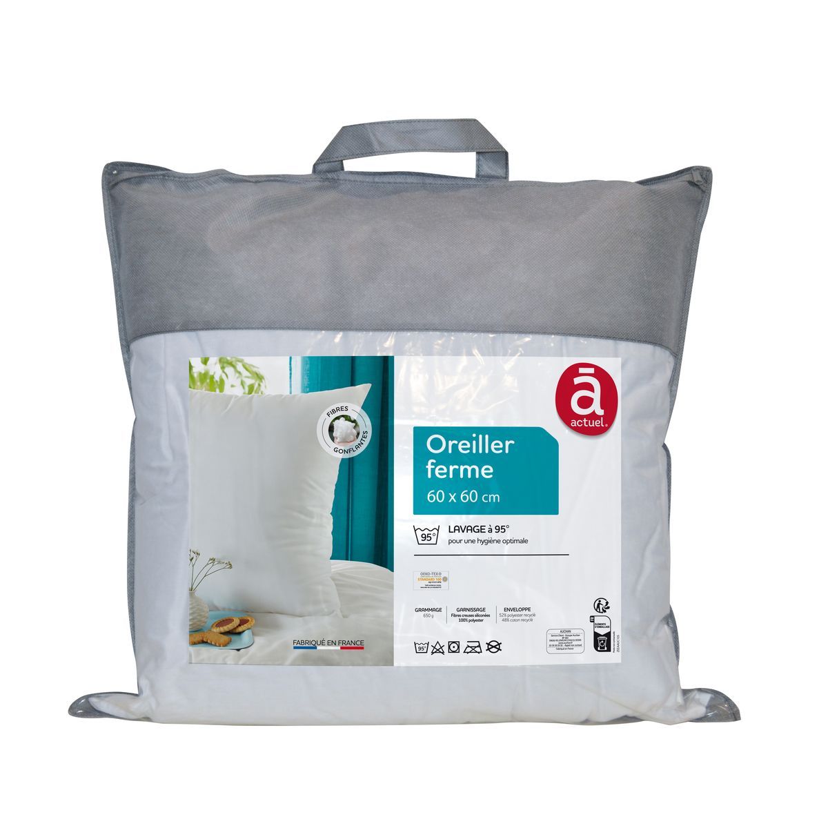 ACTUEL Oreiller ferme lavage à 95° pour une hygiène optimale