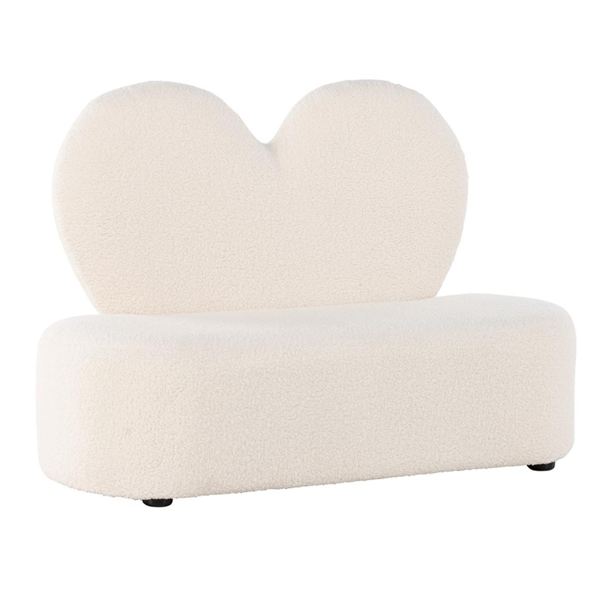 Paris Prix Canapé enfant en tissu bouclé  cœur  99cm blanc