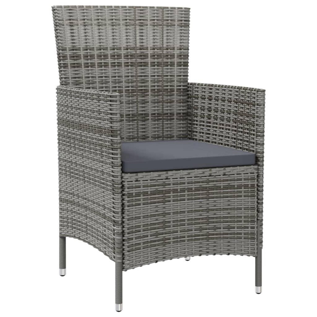 VIDAXL Ensemble a manger d'exterieur 3pcs coussins gris resine tressee