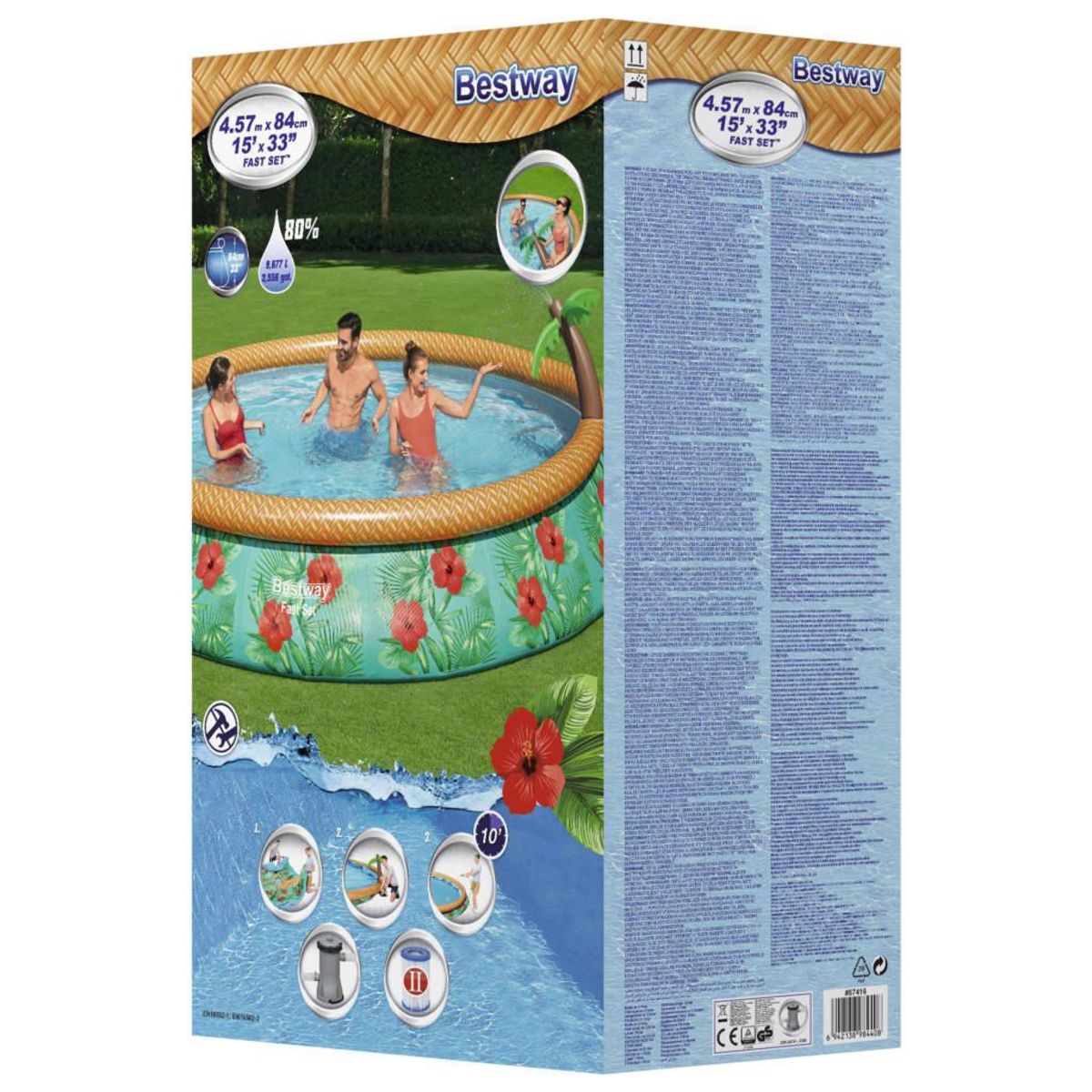 BESTWAY Bestway Ensemble de piscine gonflable Paradise Palms 457x84 cm