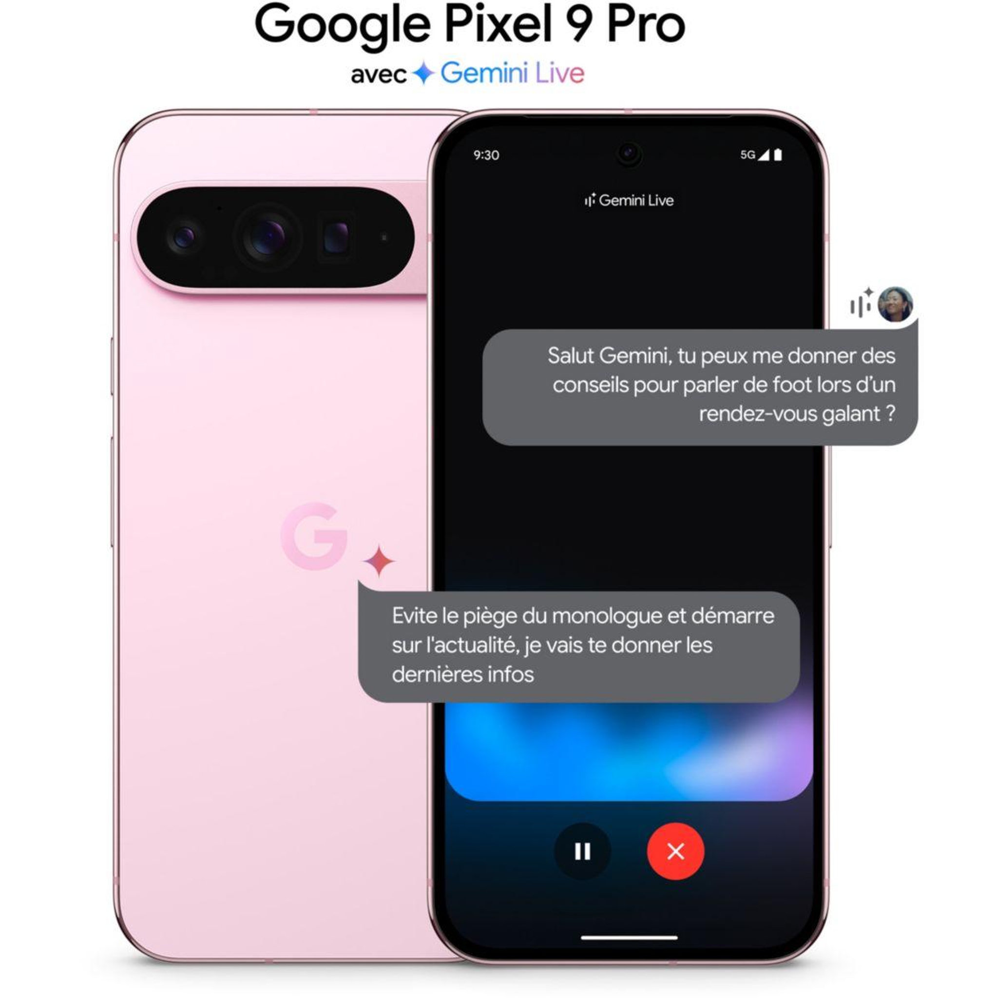 Voir la diapositive 1 : GOOGLE Smartphone Pixel 9 Pro Quartz Rose 128Go