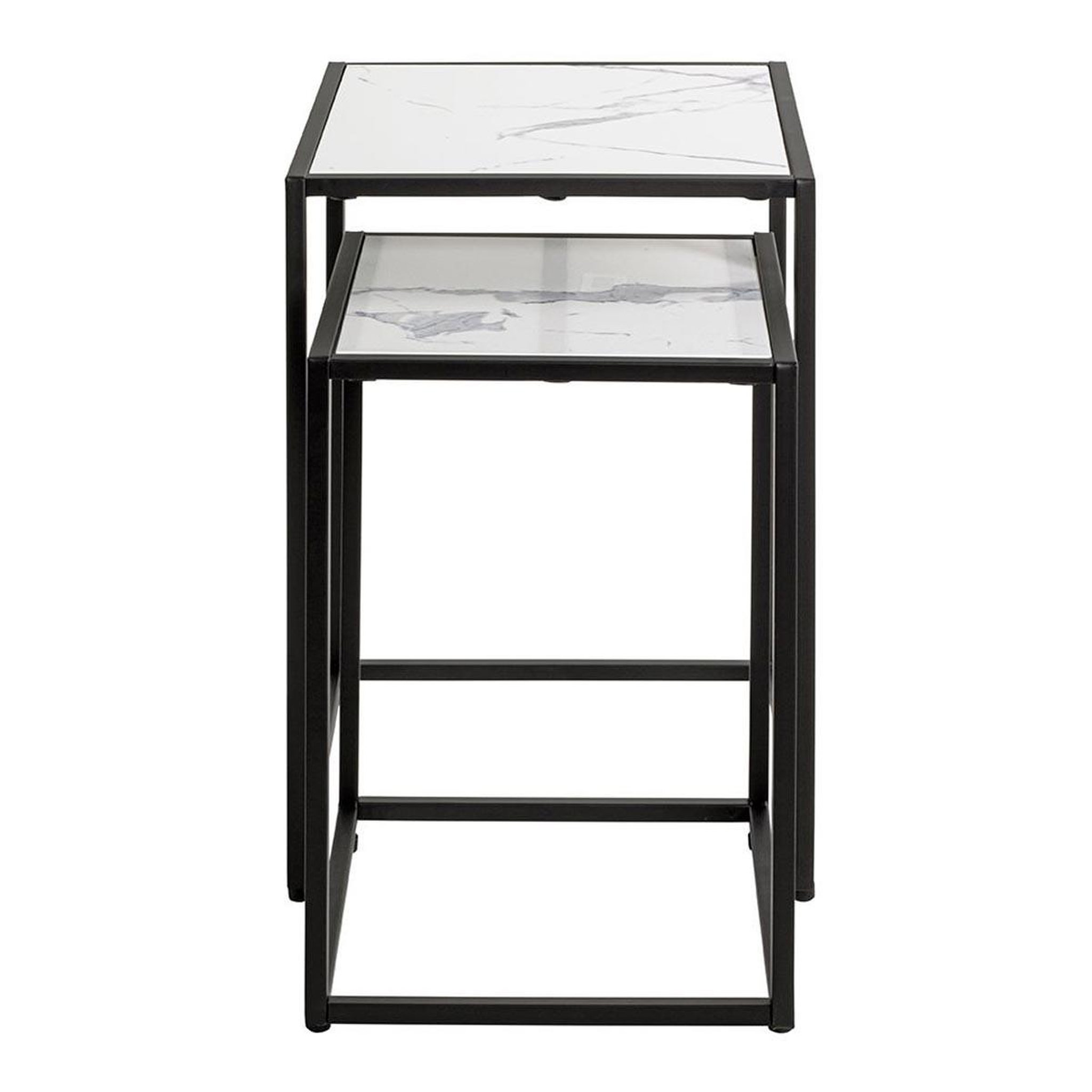 Voir la diapositive 3 : Paris Prix Lot de 2 tables d'appoint effet marbre  silvia  50cm blanc