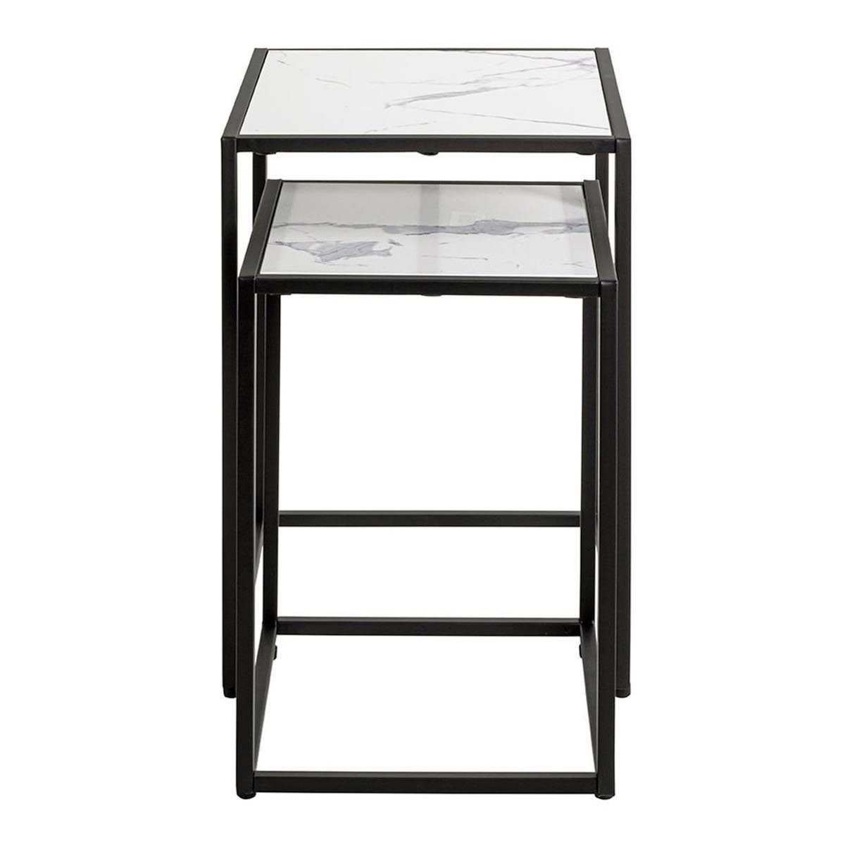 Paris Prix Lot de 2 Tables d'Appoint Effet Marbre  Silvia  50cm Blanc