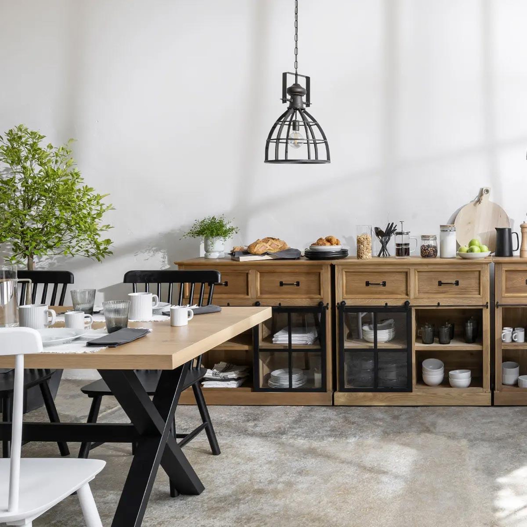 Voir la diapositive 4 : ATMOSPHERA Buffet 2 portes & 4 tiroirs  danik  160cm naturel