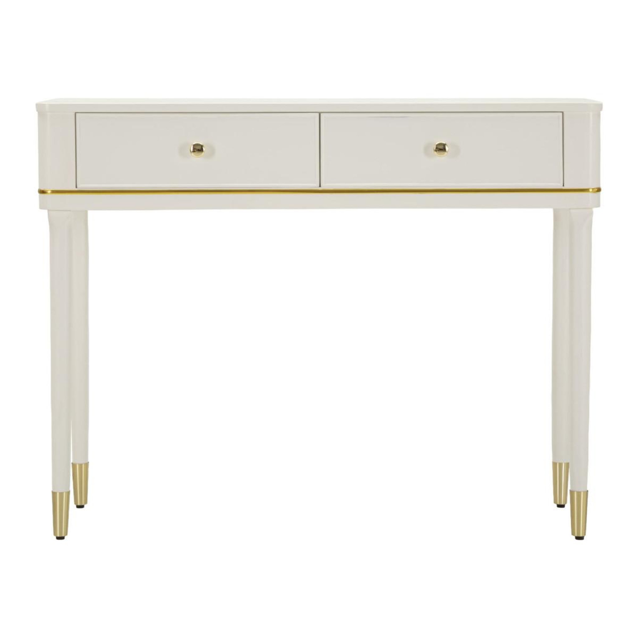 Voir la diapositive 2 : Paris Prix Console 2 tiroirs  camille  101cm blanc & or