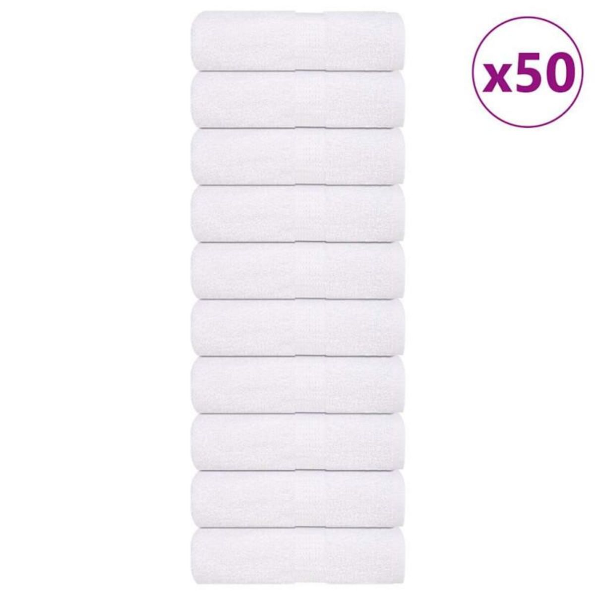 VIDAXL Serviettes de visage 50 pcs blanc 30x30 cm 360 g m² 100% coton