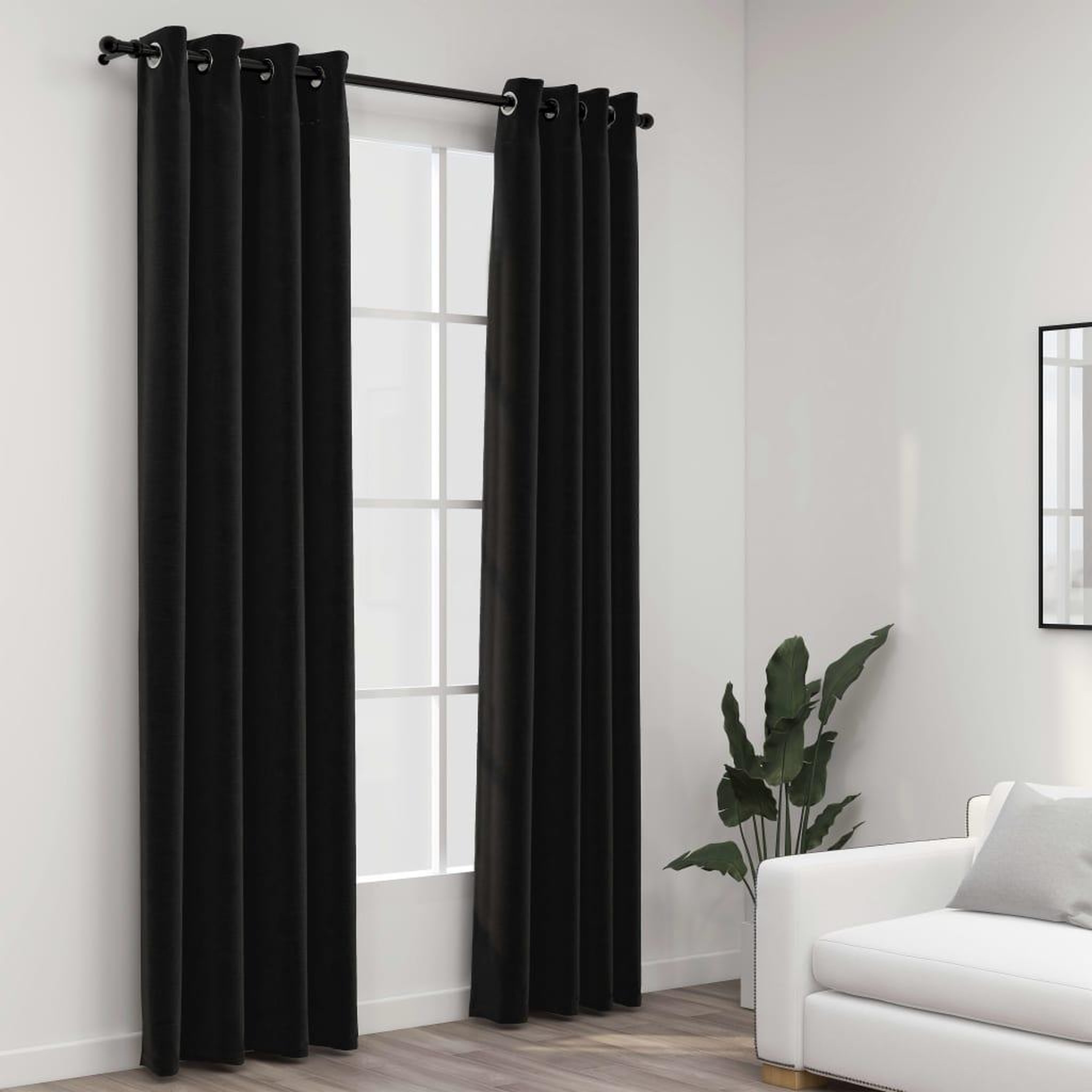 Voir la diapositive 1 : VIDAXL Rideaux occultants Aspect de lin 2 pcs Anthracite 140x225 cm