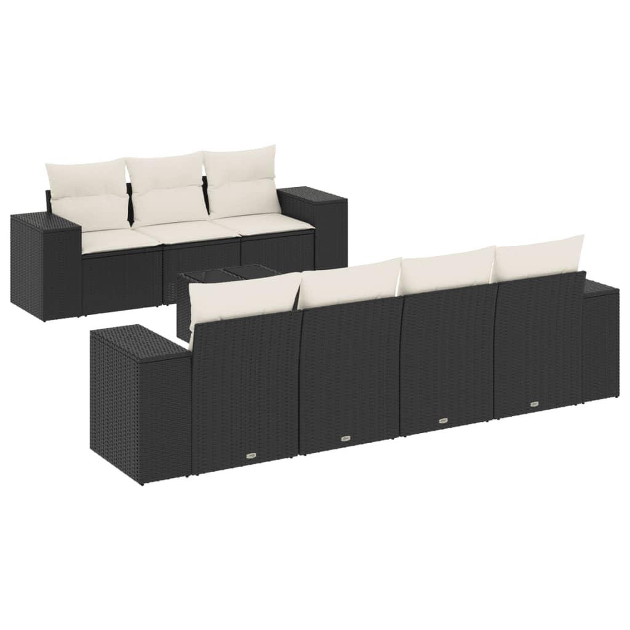 Voir la diapositive 2 : VIDAXL Salon de jardin 8 pcs avec coussins noir resine tressee