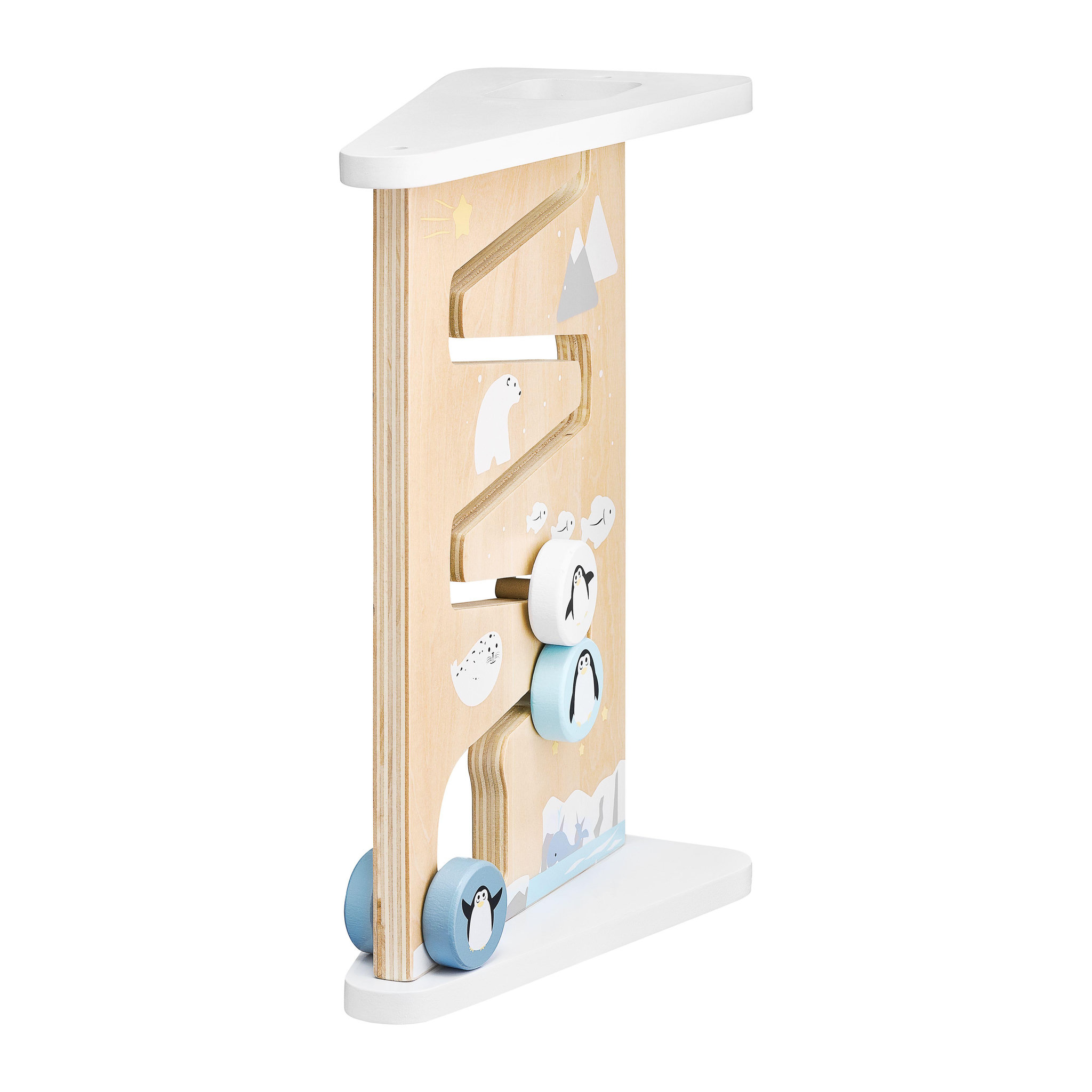 Voir la diapositive 2 : MAMABRUM Planche de Manipulation Sensorielle Double face - Jeu d'Éveil Bébé en Bois à Motifs Polaires