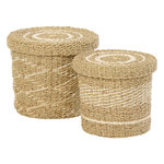 Paris Prix Lot de 2 Paniers de Rangement  Seann  32cm Naturel & Blanc