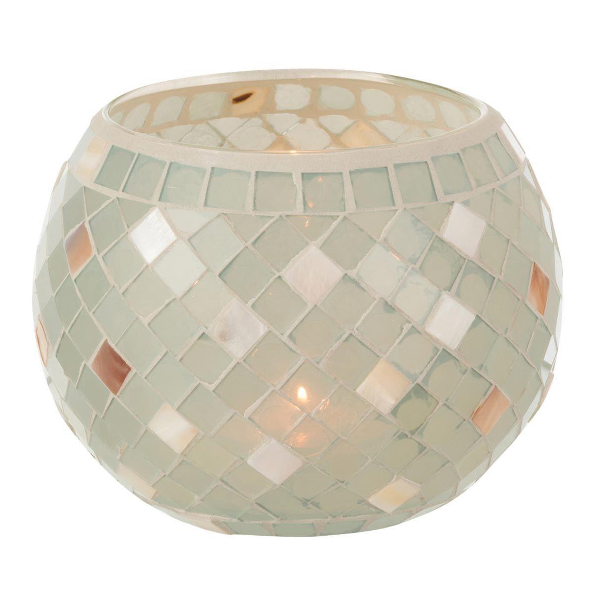 Voir la diapositive 2 : J-LINE Photophore en Verre Design  Miosai  15cm Gris