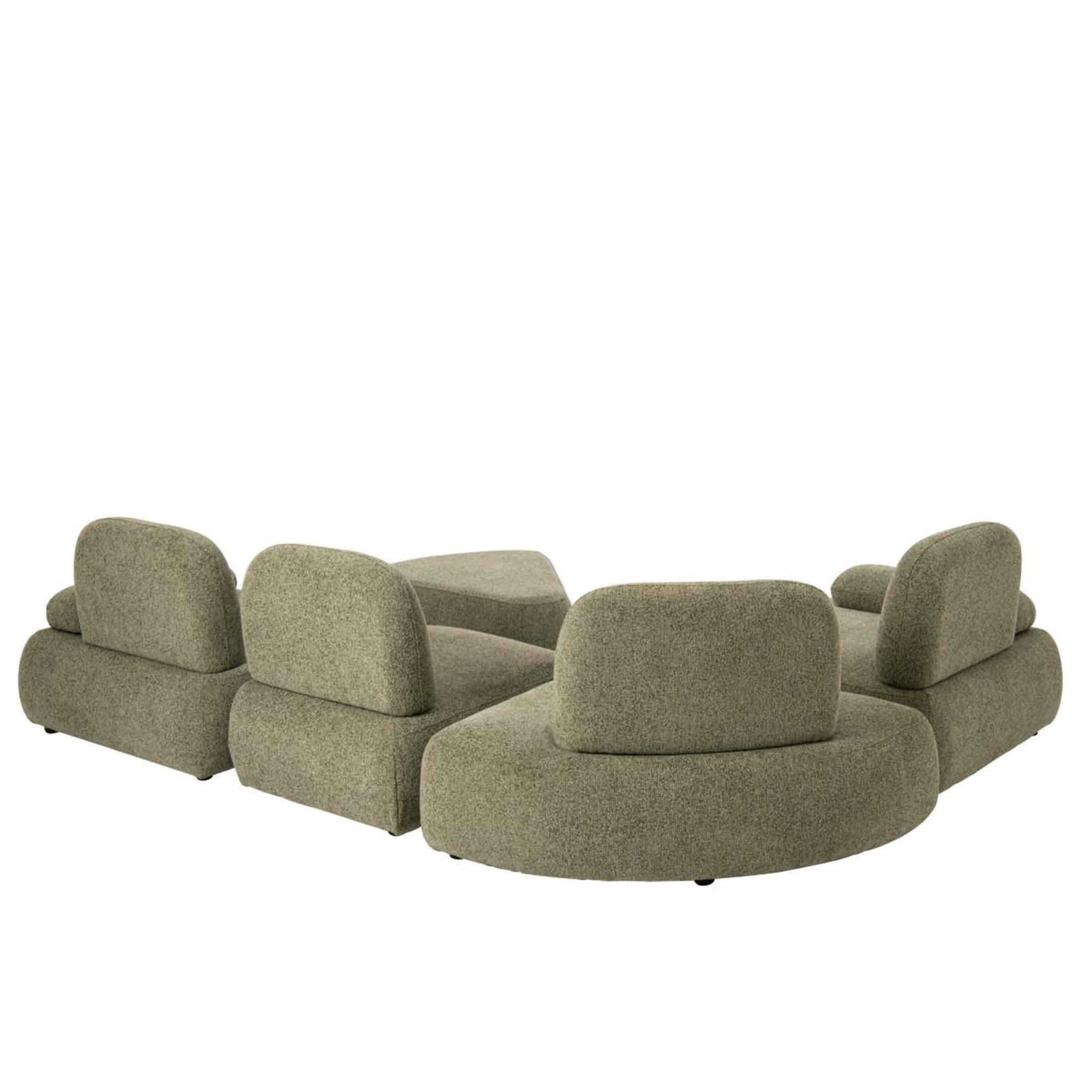 Voir la diapositive 2 : J-LINE Canapé modulable 5 éléments  olivia  152cm vert