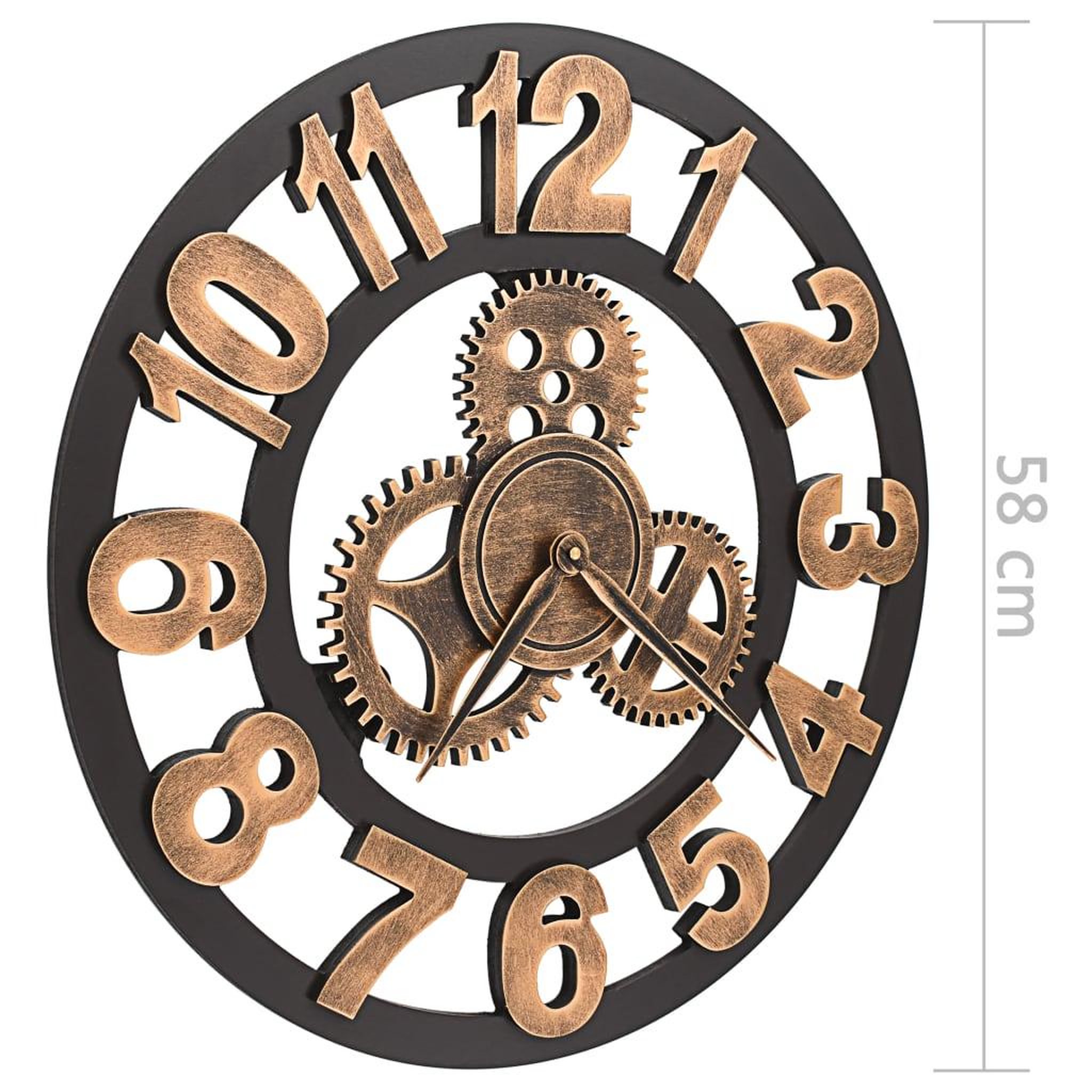 Voir la diapositive 6 : VIDAXL Horloge murale metal 58 cm dore et noir